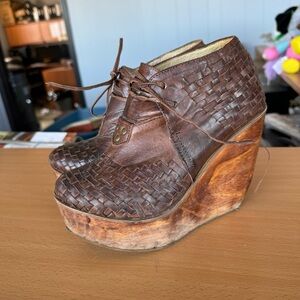 Bed Stu Wood and Leather Platform Shoes